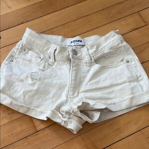 RSQ Cream Jean Shorts with Slim Fit and Rolled Hem